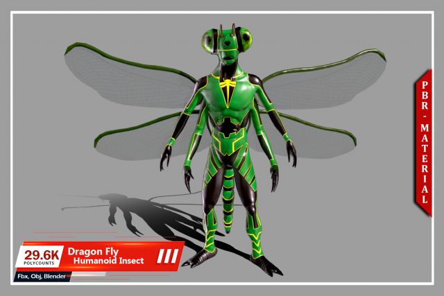 Dragon Fly Modèle 3D .c4d .max .obj .3ds .fbx .stl .blend 