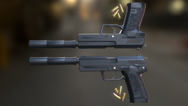 Handgun Fire 3D मॉडल .c4d .max .obj .3ds .fbx .stl .blend 