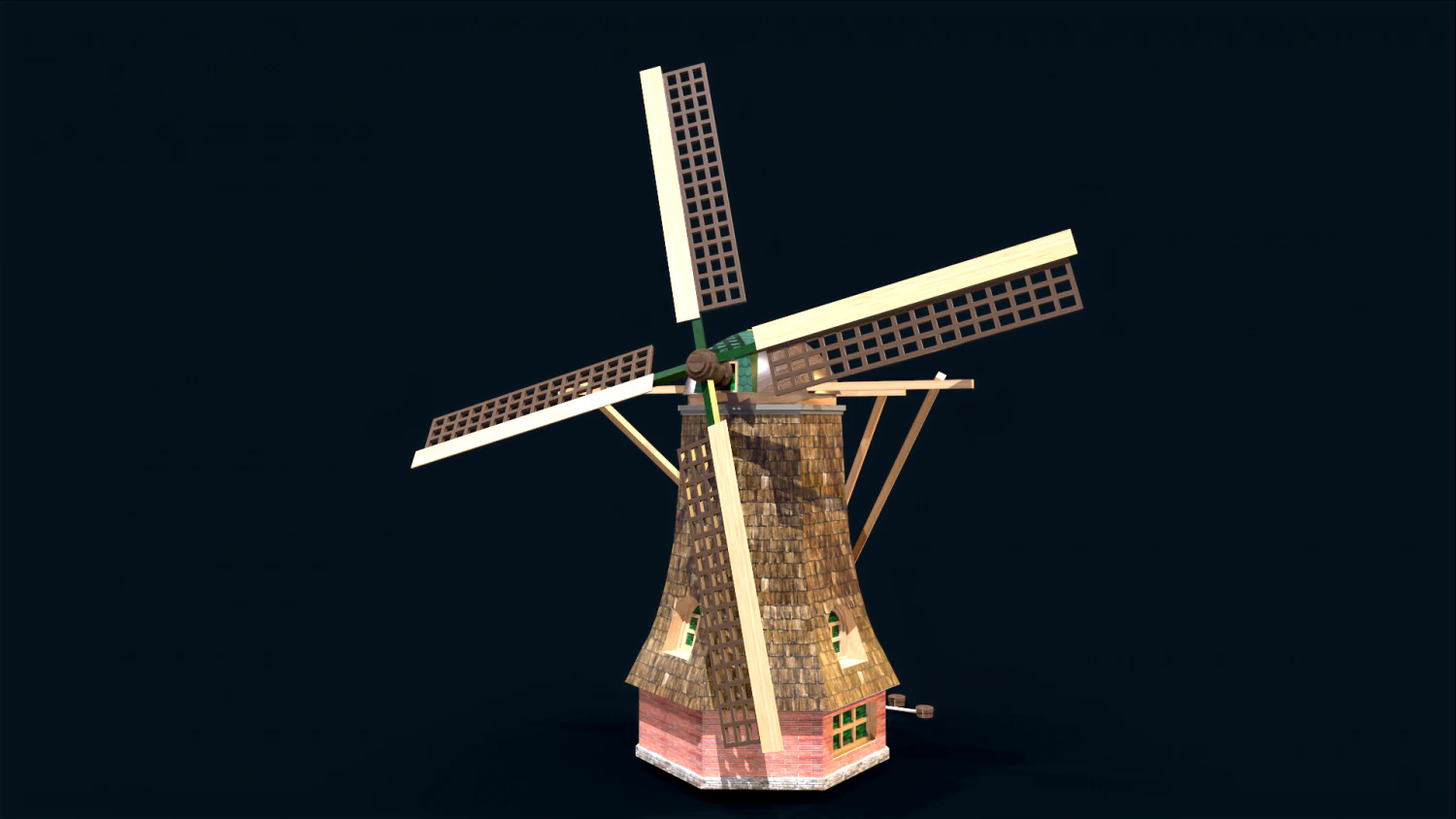 Holland Wind turbines 3D Model .c4d .max .obj .3ds .fbx .stl .blend 
