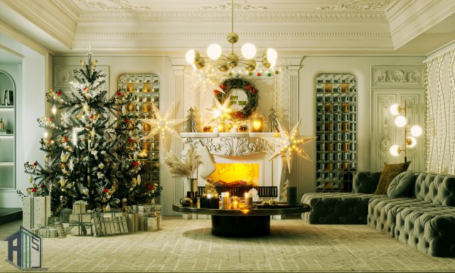 christmas reception sence 3D Модель .c4d .max .obj .3ds .fbx .stl .blend 