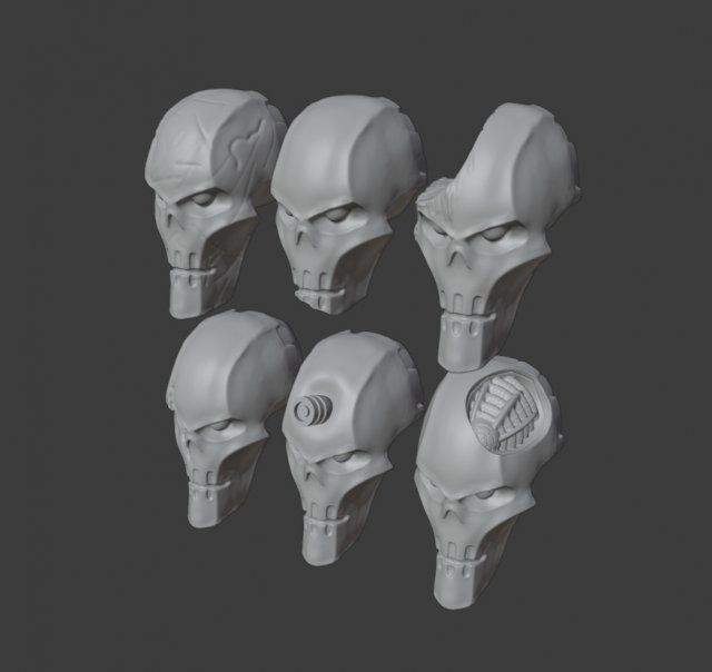 damaged necron heads 3D Print Model .c4d .max .obj .3ds .fbx .stl .blend 