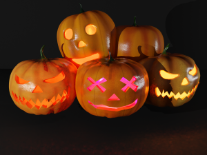 halloween pumpkin 3d set of 5 units low-poly 3D Model