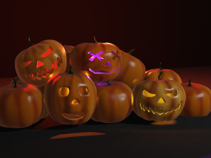 halloween pumpkin 3d set of 5 units low-poly 3D मॉडल