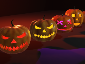 halloween pumpkin 3d set of 5 units low-poly 3D मॉडल