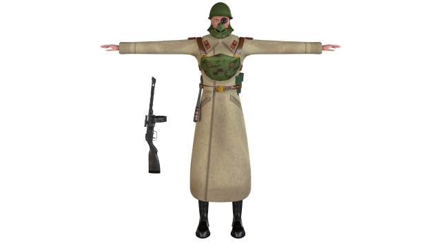 Infantry of the USSR with PPSH 2060 3D Model .c4d .max .obj .3ds .fbx .stl .blend 