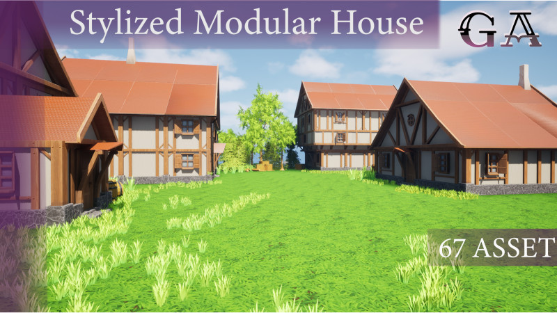 Stylized Modular House 3D Modell .c4d .max .obj .3ds .fbx .stl .blend