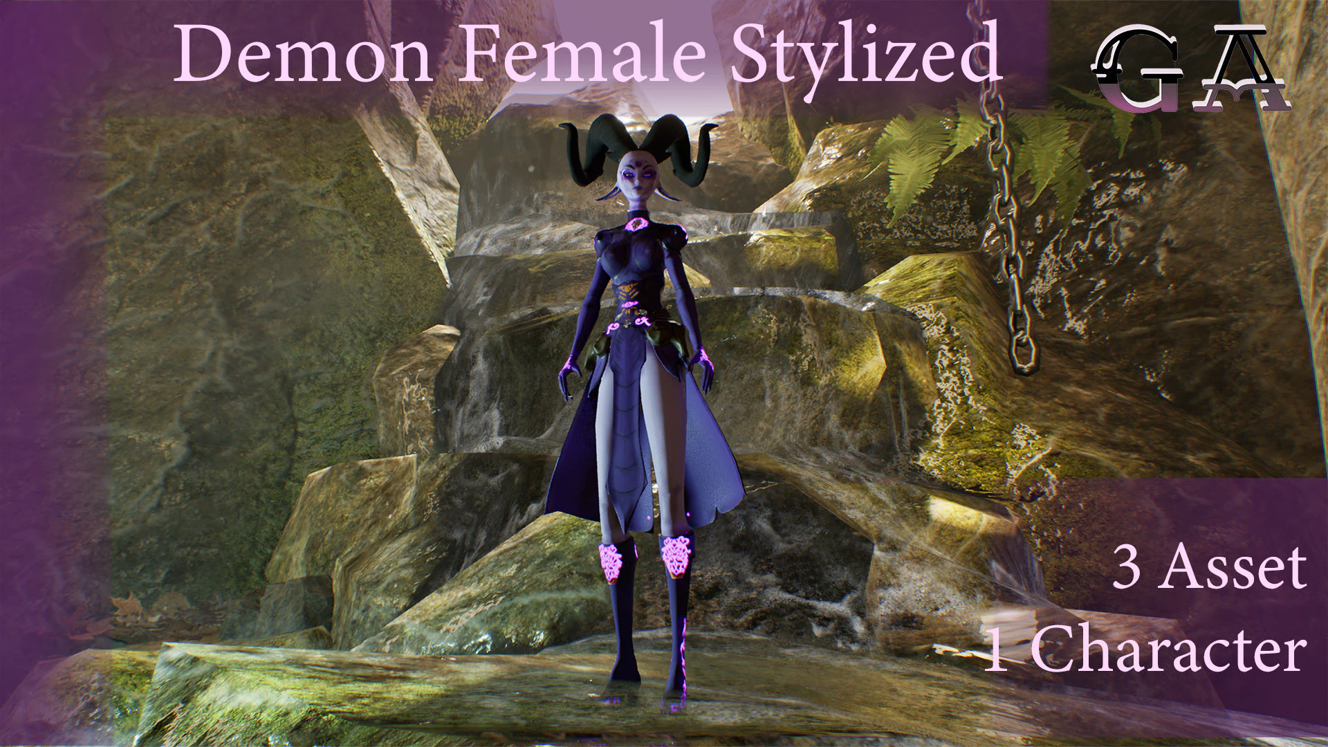Female Demon Stylized 3D Model .c4d .max .obj .3ds .fbx .stl .blend