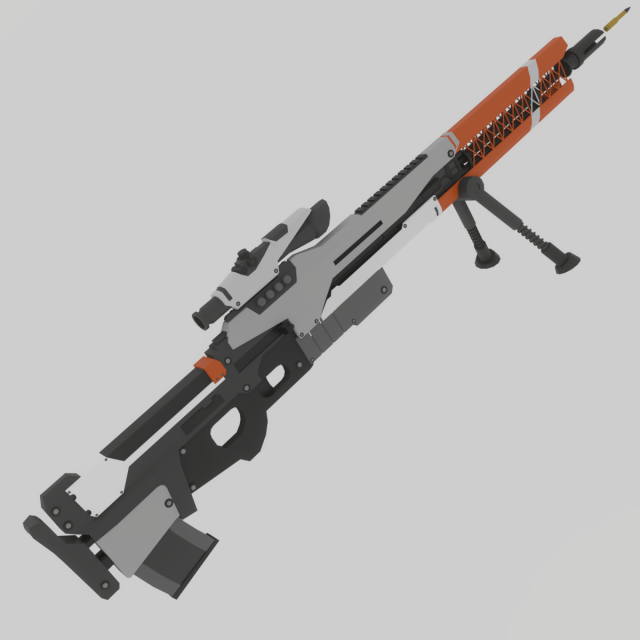 low poly sniper rifle Model 3D .c4d .max .obj .3ds .fbx .stl .blend 