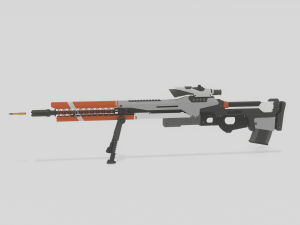 low poly sniper rifle Model 3D