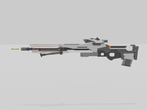 low poly sniper rifle Model 3D
