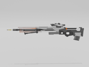 low poly sniper rifle Model 3D