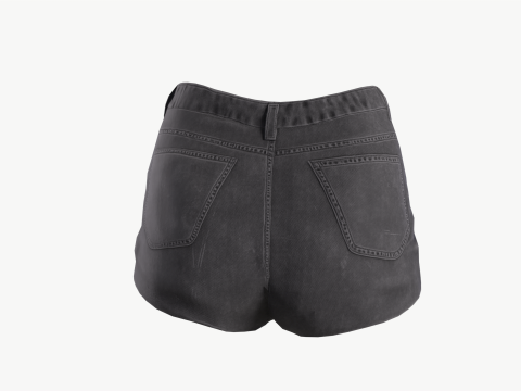 Female jeans black mini shorts denim Low-poly Modèle 3D