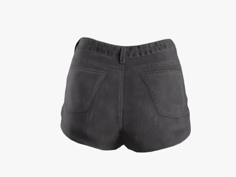 Female jeans black mini shorts denim Low-poly 3D Model