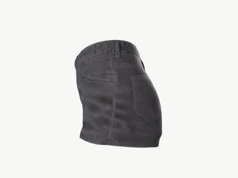 Female jeans black mini shorts denim Low-poly Modèle 3D