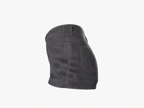 Female jeans black mini shorts denim Low-poly 3D Model
