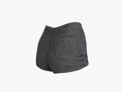 Female jeans black mini shorts denim Low-poly Modèle 3D