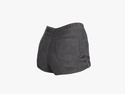 Female jeans black mini shorts denim Low-poly 3D Model
