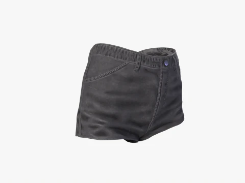 Female jeans black mini shorts denim Low-poly 3D Model