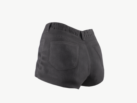 Female jeans black mini shorts denim Low-poly Modèle 3D