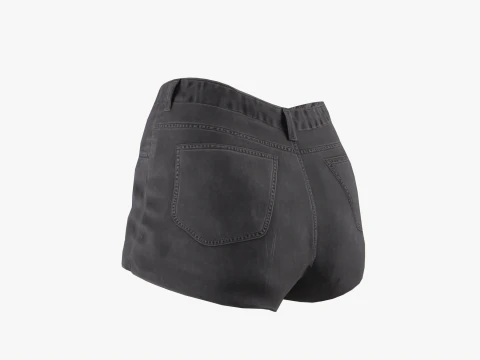 Female jeans black mini shorts denim Low-poly 3D Model