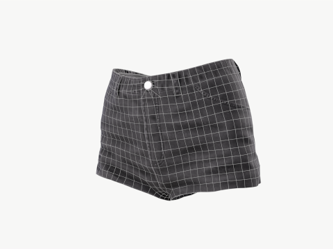 Female jeans black mini shorts denim Low-poly Modèle 3D