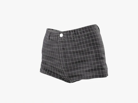Female jeans black mini shorts denim Low-poly 3D Model
