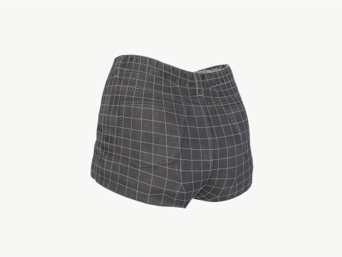 Female jeans black mini shorts denim Low-poly Modèle 3D