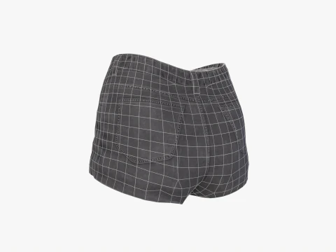 Female jeans black mini shorts denim Low-poly 3D Model