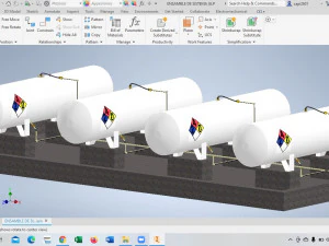 instala&ccedil;&atilde;o de tanques glp com sistema de &aacute;gua contra inc&ecirc;ndio Modelo 3D