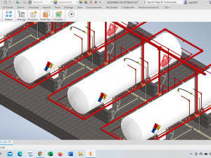 instalacion de tanques glp con sistema de agua contraincendios 3D Model