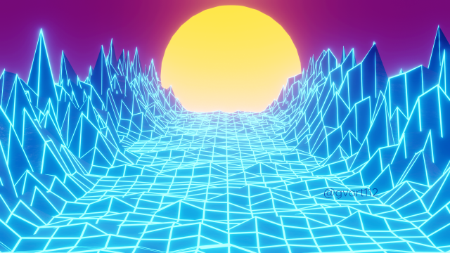 retrowave sunset 3D Modell .c4d .max .obj .3ds .fbx .stl .blend 