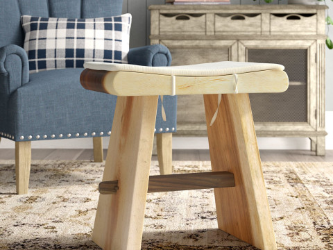 Natural teak Hilger Accent Stool Modello 3D