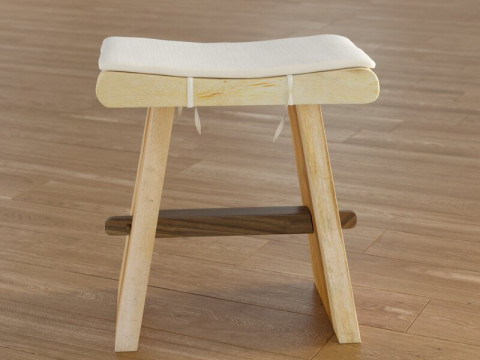 Natural teak Hilger Accent Stool Modello 3D