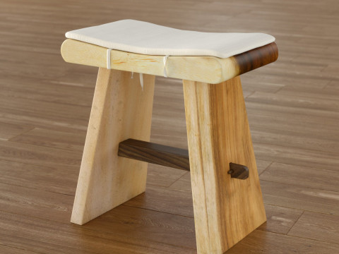 Natural teak Hilger Accent Stool Modello 3D
