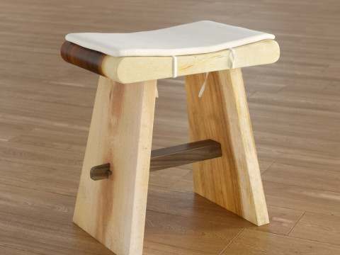 Natural teak Hilger Accent Stool Modello 3D