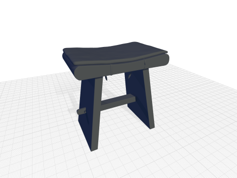 Natural teak Hilger Accent Stool Modello 3D