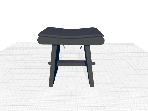 Natural teak Hilger Accent Stool Modello 3D