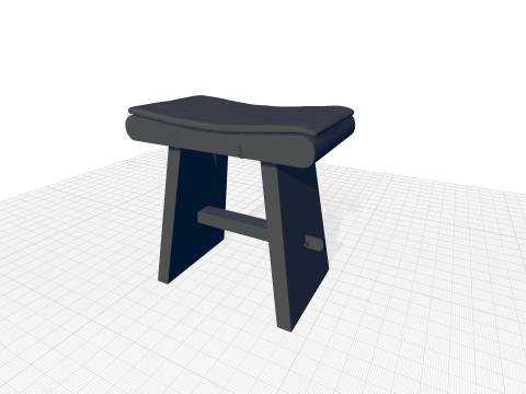 Natural teak Hilger Accent Stool Modello 3D