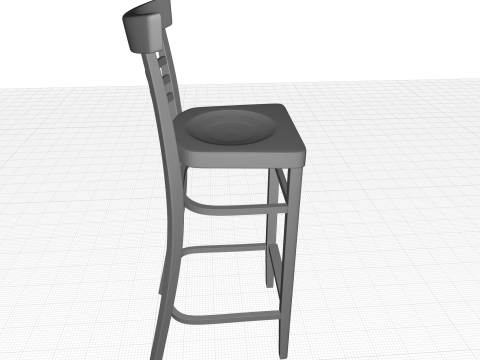 Dark Walnut Giulia Bar Stool Model 3D