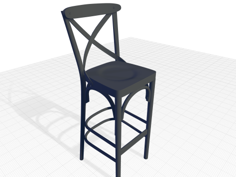 Walnut Sofia Bar Stool Chair 3Dモデル