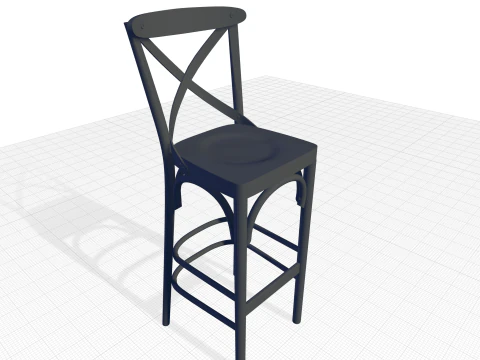 Walnut Sofia Bar Stool Chair 3D Model