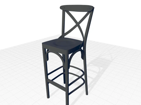 Walnut Sofia Bar Stool Chair 3D Model