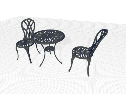Karns Round Long Bistro Set 3D Model