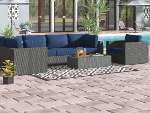 Tripp Wicker Rattan Seating Group Patio Conversation Chair 3D Model