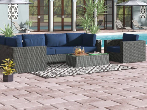 Tripp rieten rotan zitgroep patio gespreksstoel 3D Model