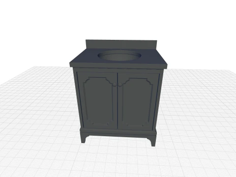 Queen Single Bathroom Vanity Set - 2 Colour 3D Model