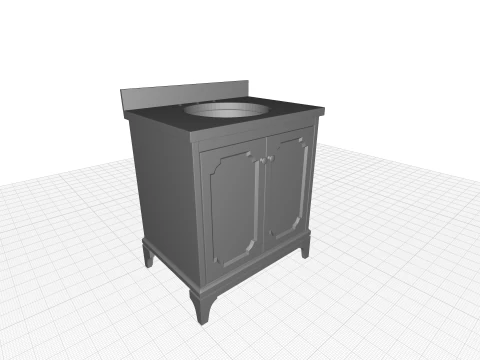 Queen Single Bathroom Vanity Set - 2 Colour 3D Model