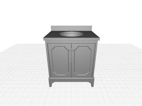 Queen Single Bathroom Vanity Set - 2 Colour 3D Model