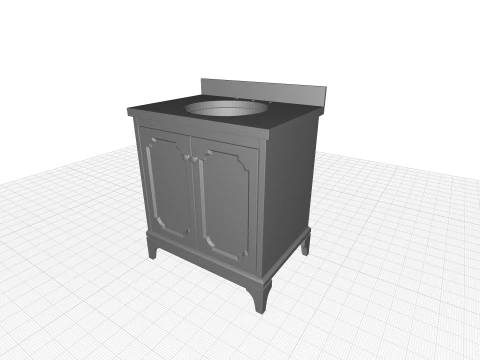 Queen Single Bathroom Vanity Set - 2 Colour 3D Model