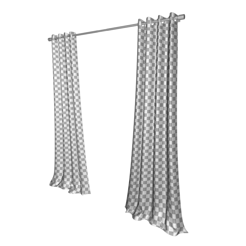 Linen Grommet Single Curtain Panel - 3 Colour 3D Model .c4d .max .obj .3ds .fbx .stl .blend